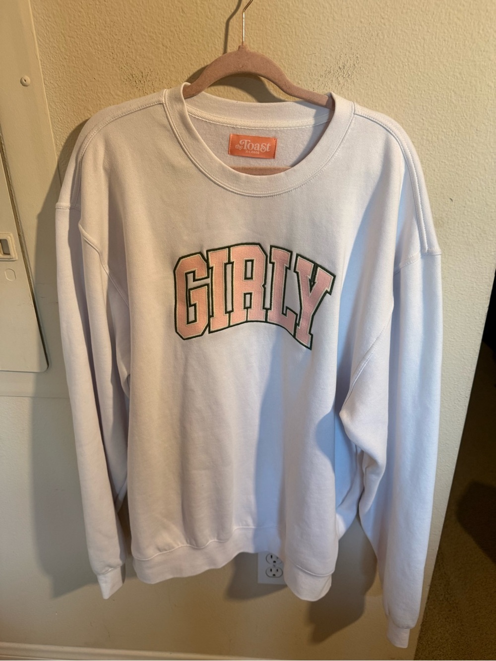 The Toast Girly Crewneck Sweatshirt White Pink Graphic Size XL